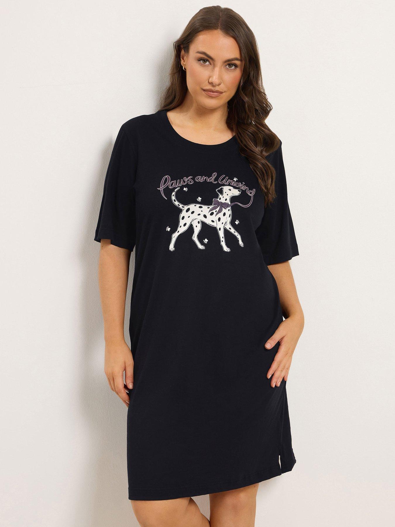 Image 1 of 4 of Yours Curve Dalmatian Side Split Nightdress