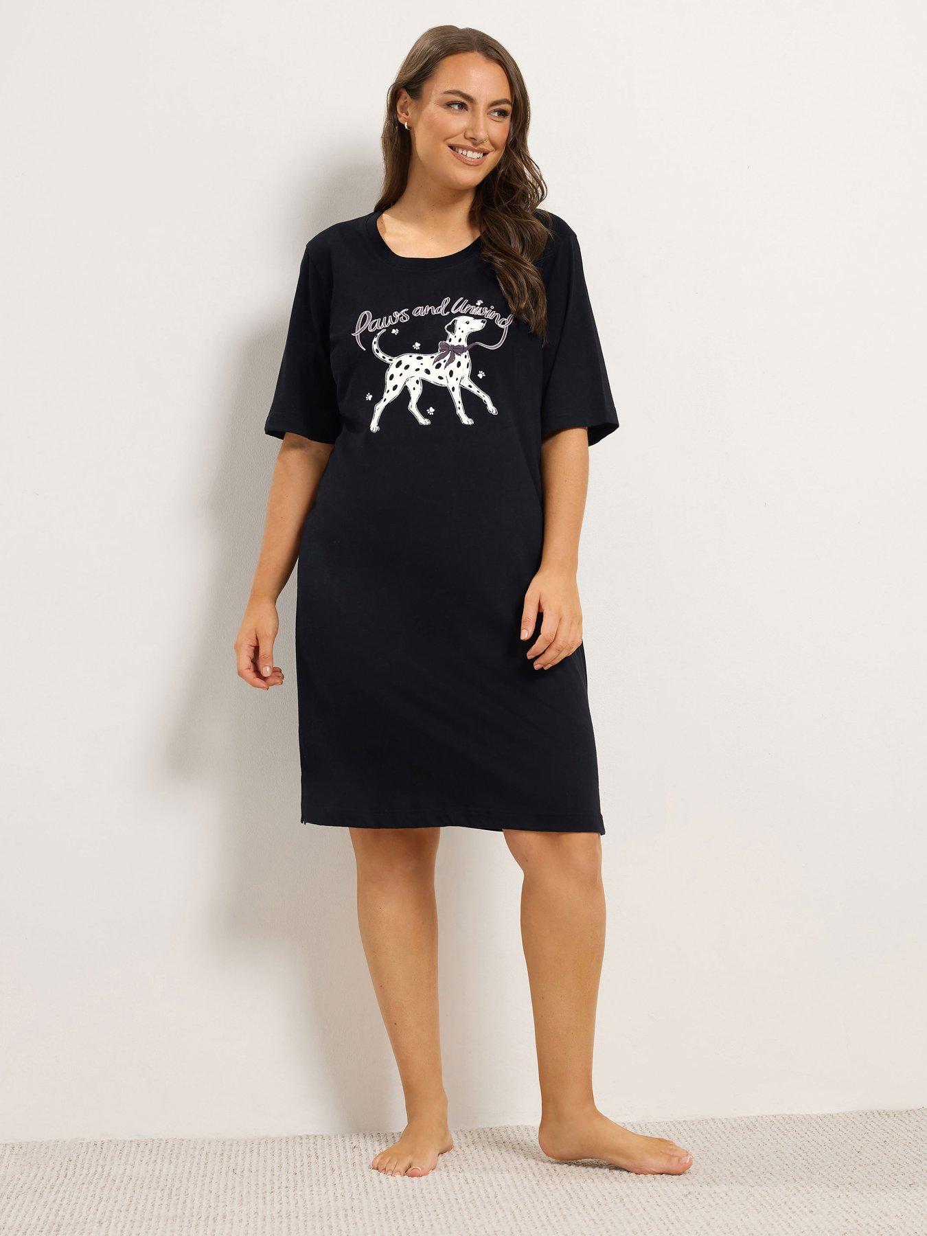 Image 3 of 4 of Yours Curve Dalmatian Side Split Nightdress