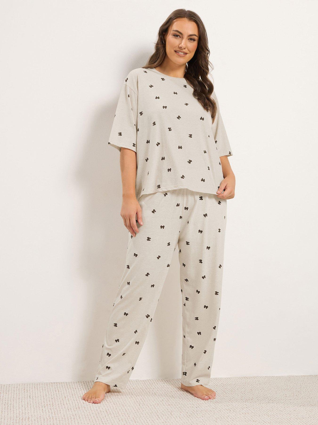 Image 1 of 4 of Yours Curve Bows Sleep T-shirt Pj Set