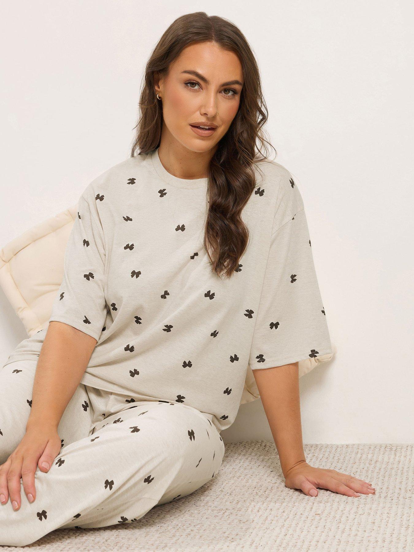 Image 3 of 4 of Yours Curve Bows Sleep T-shirt Pj Set