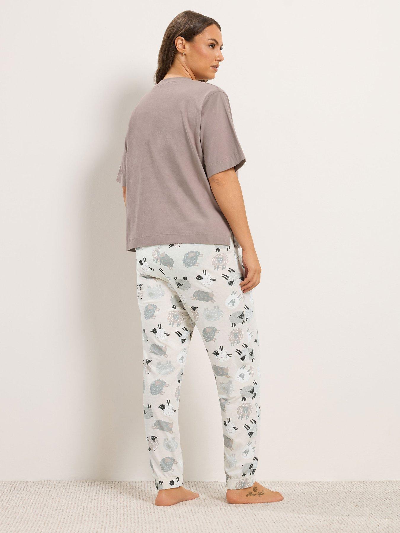 Image 2 of 4 of Yours Curve Sheep Short Sleeve Cuffed Pj Set