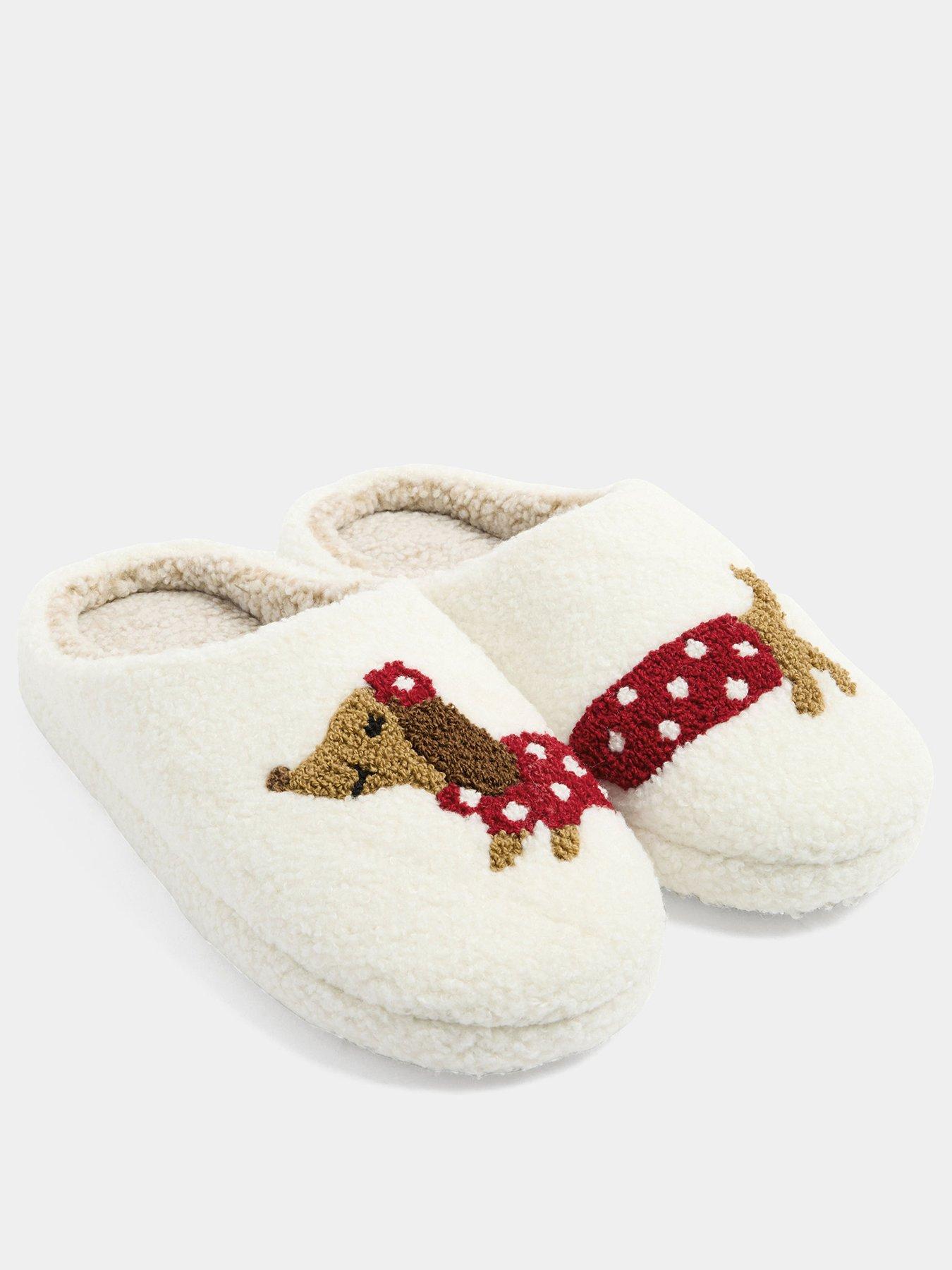 Image 2 of 4 of Yours Womens Sausage Dog Mule Slippers - White