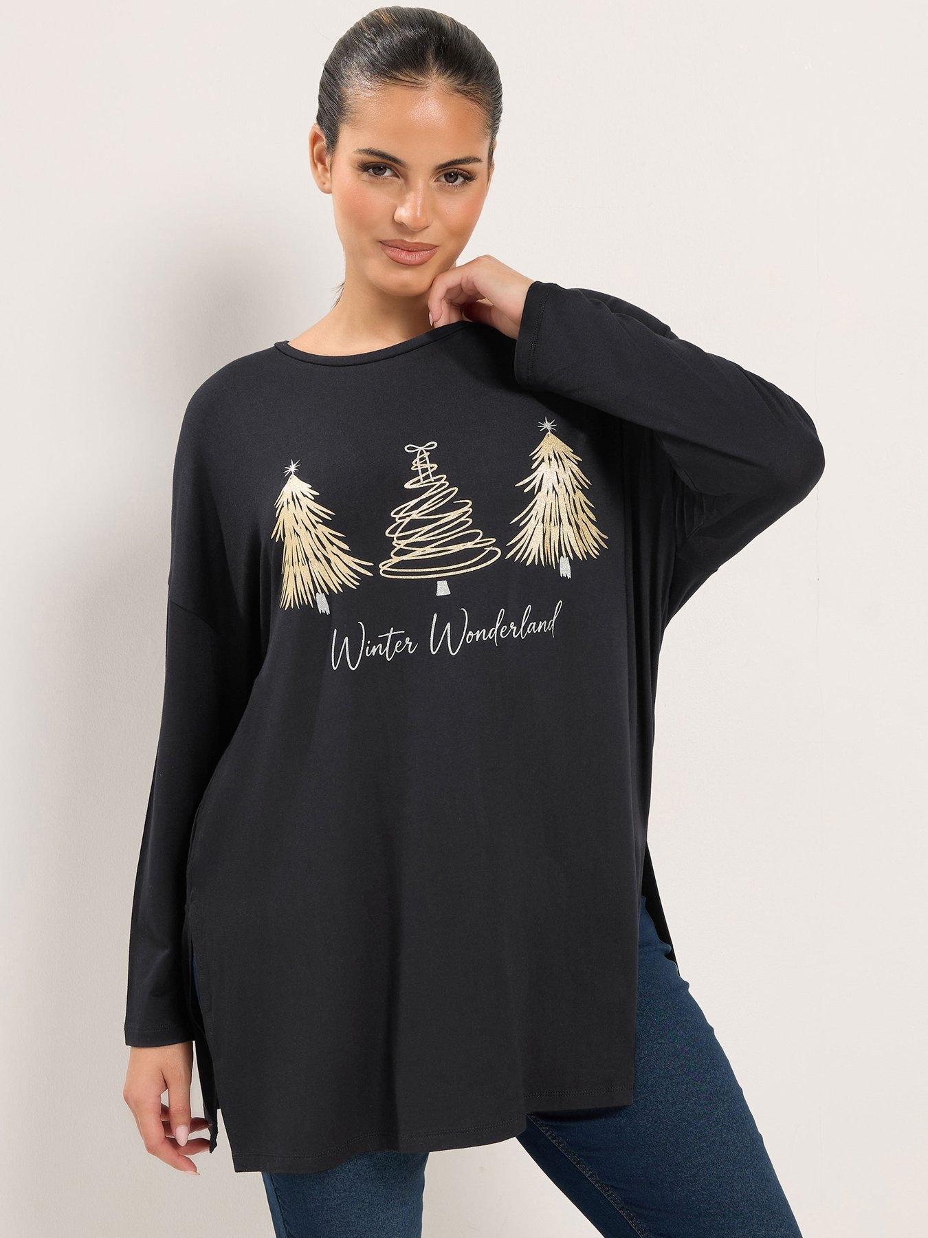 Image 1 of 4 of Yours Curve Long Sleeve Novelty T-shirt