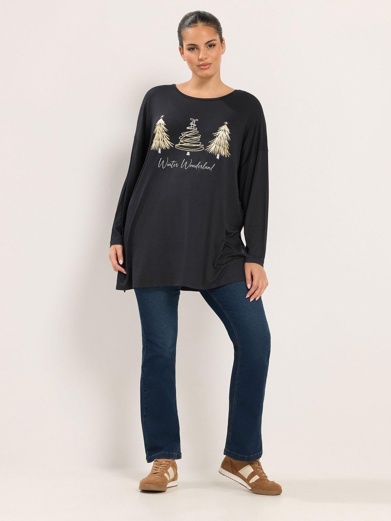 Image 3 of 4 of Yours Curve Long Sleeve Novelty T-shirt