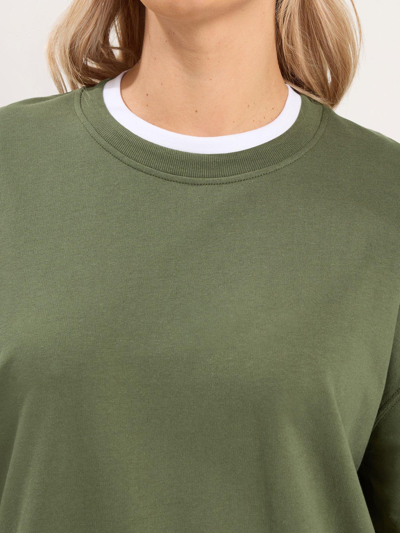 Image 4 of 4 of Yours Womens Curve 2 In 1 Layered Look Long Sleeve Jumper - Green