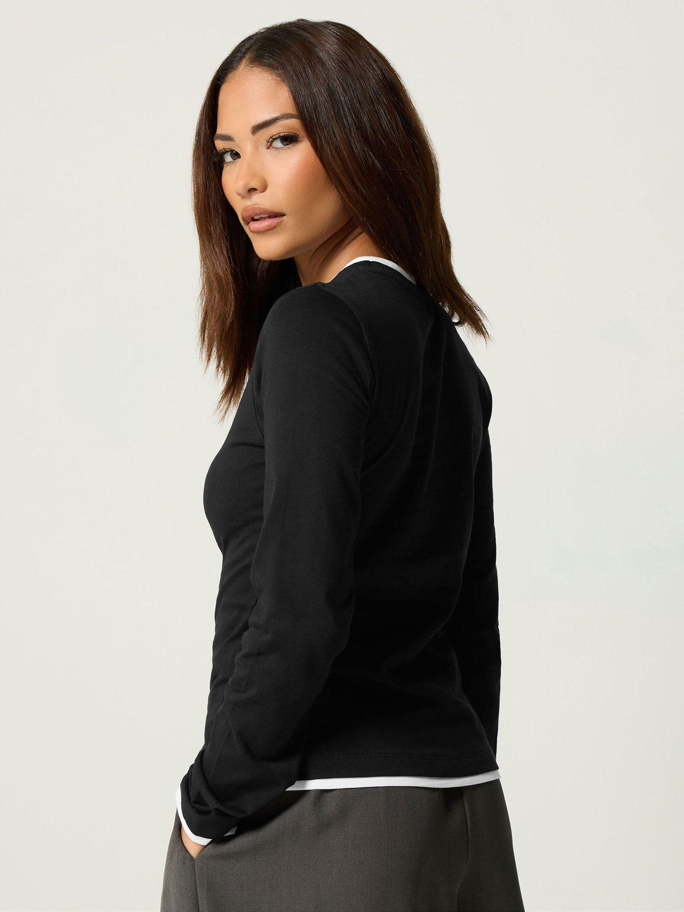 Image 2 of 4 of PixieGirl Petite Contrast Long Sleeve T-shirt