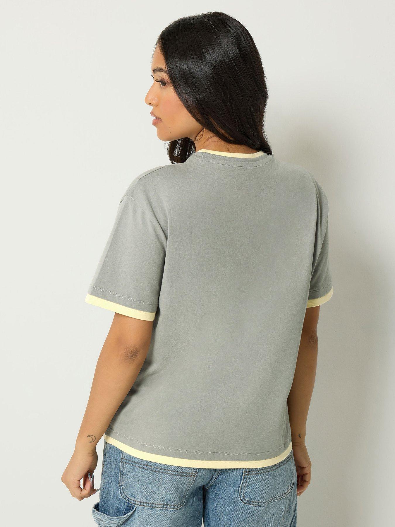 Image 2 of 4 of PixieGirl Petite Contrast Short Sleeve T-shirt