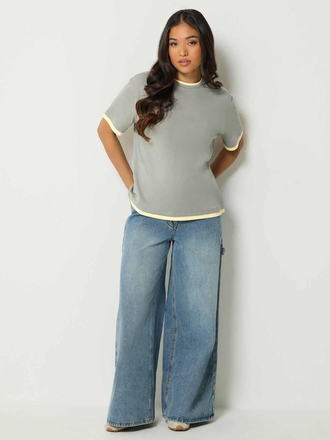 Image 3 of 4 of PixieGirl Petite Contrast Short Sleeve T-shirt