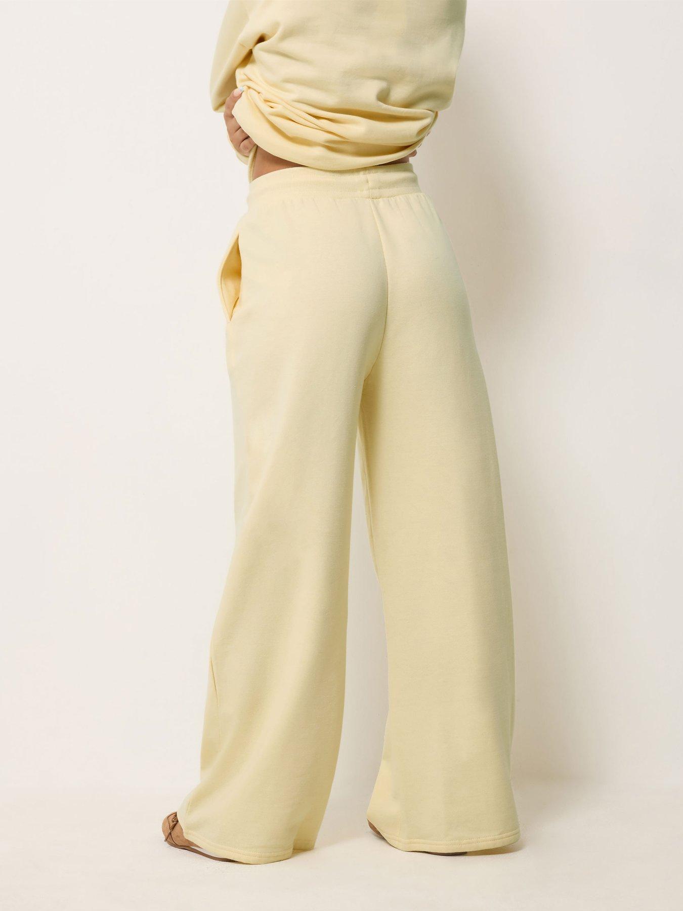 Image 2 of 4 of PixieGirl Womens Petite Studio 001 Wide Leg Drawcord Jogger - Yellow