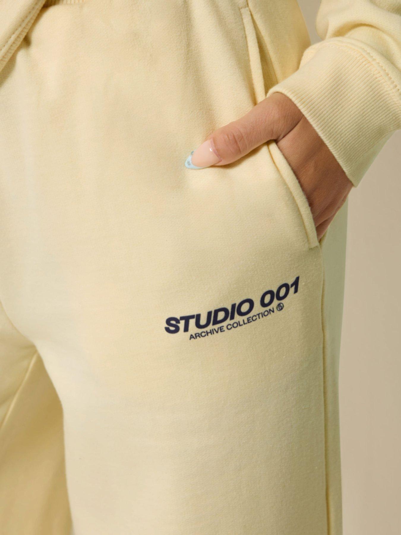 Image 4 of 4 of PixieGirl Womens Petite Studio 001 Wide Leg Drawcord Jogger - Yellow