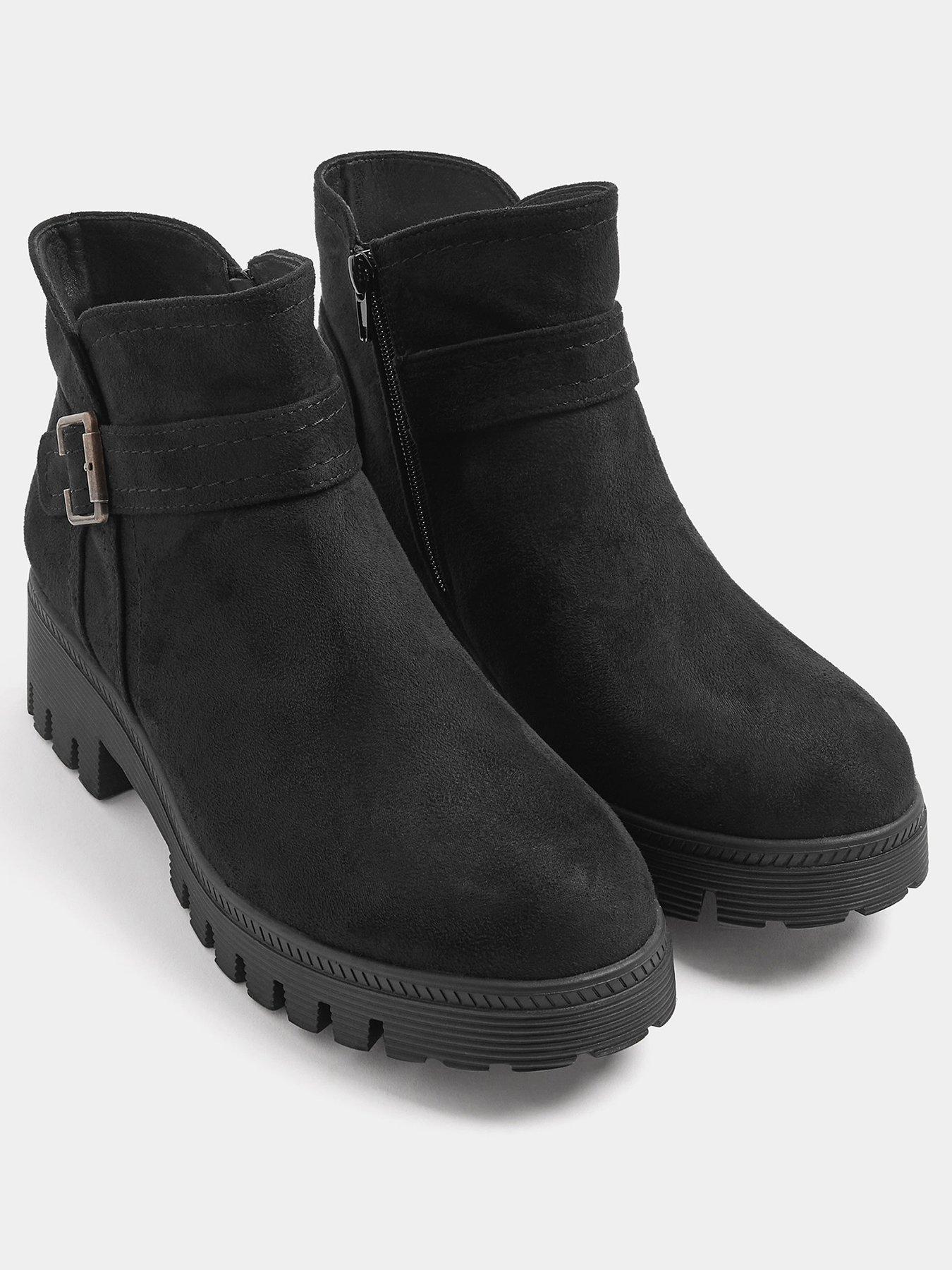 Image 2 of 4 of Yours Wide Fit Buckle Detail Low Wedge Boot