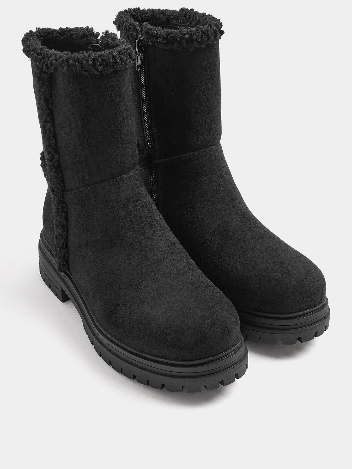 Image 2 of 4 of Yours Extra Wide Fit Faux Fur Cleated Ankle Boot