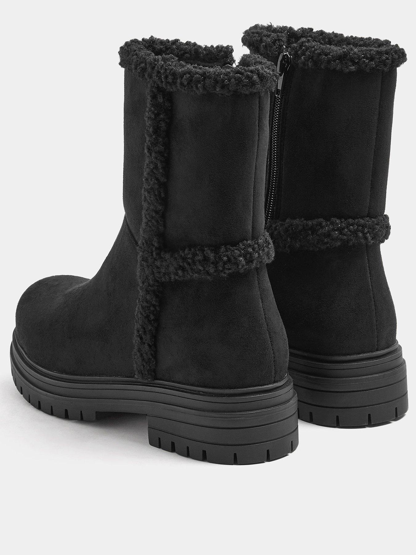 Image 3 of 4 of Yours Extra Wide Fit Faux Fur Cleated Ankle Boot