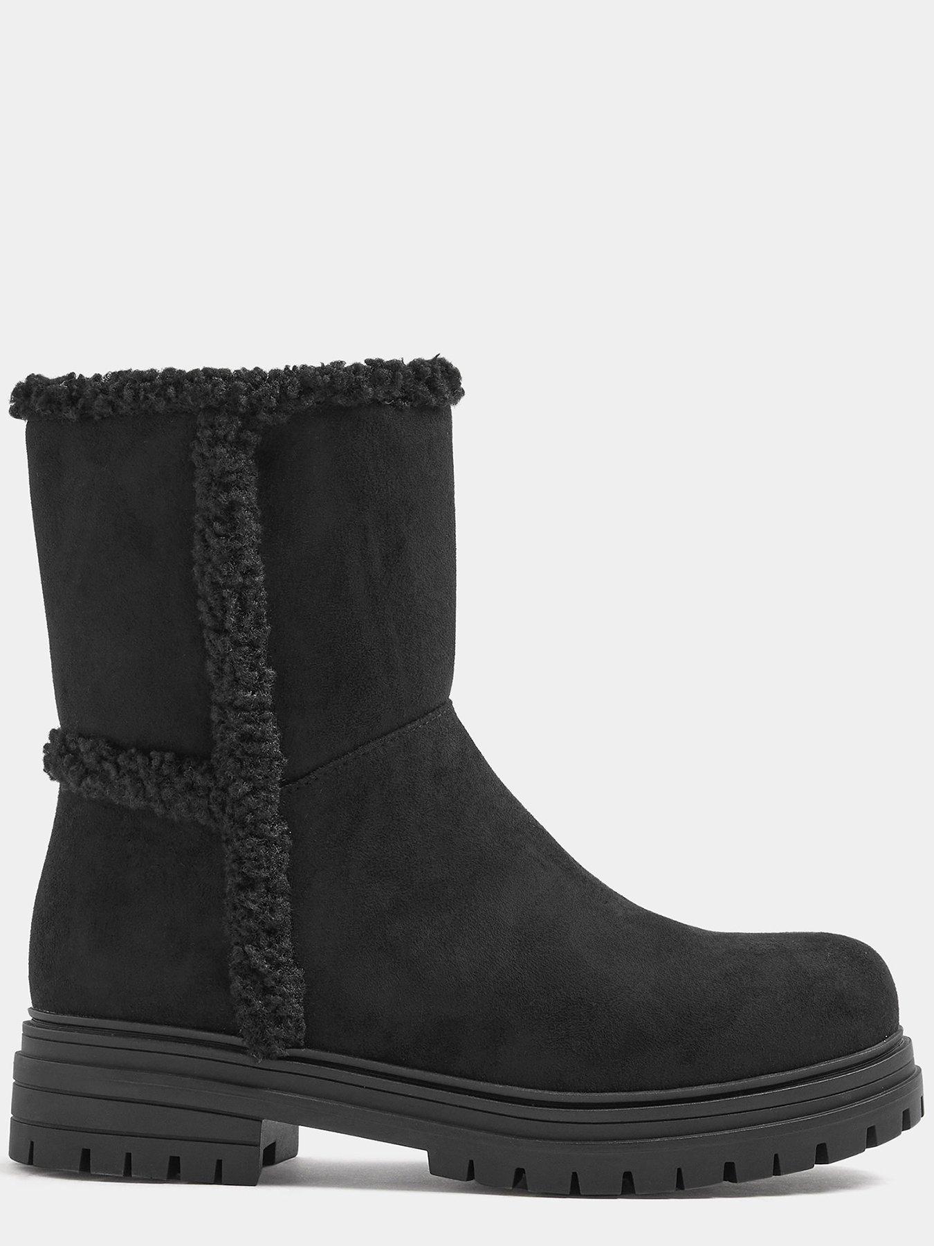 Image 4 of 4 of Yours Extra Wide Fit Faux Fur Cleated Ankle Boot