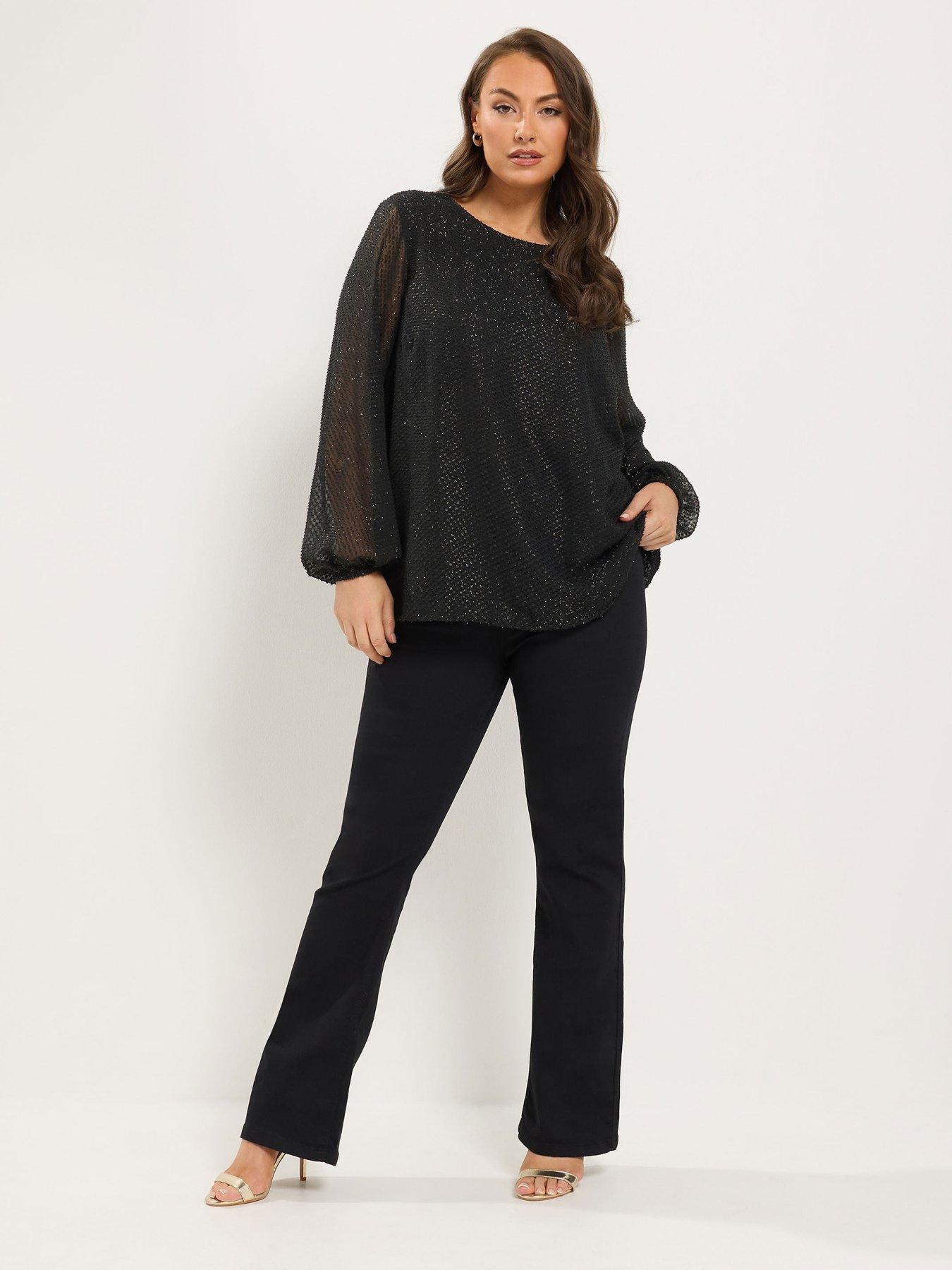 Image 3 of 4 of Yours Curve Party Textured Bow Back Top