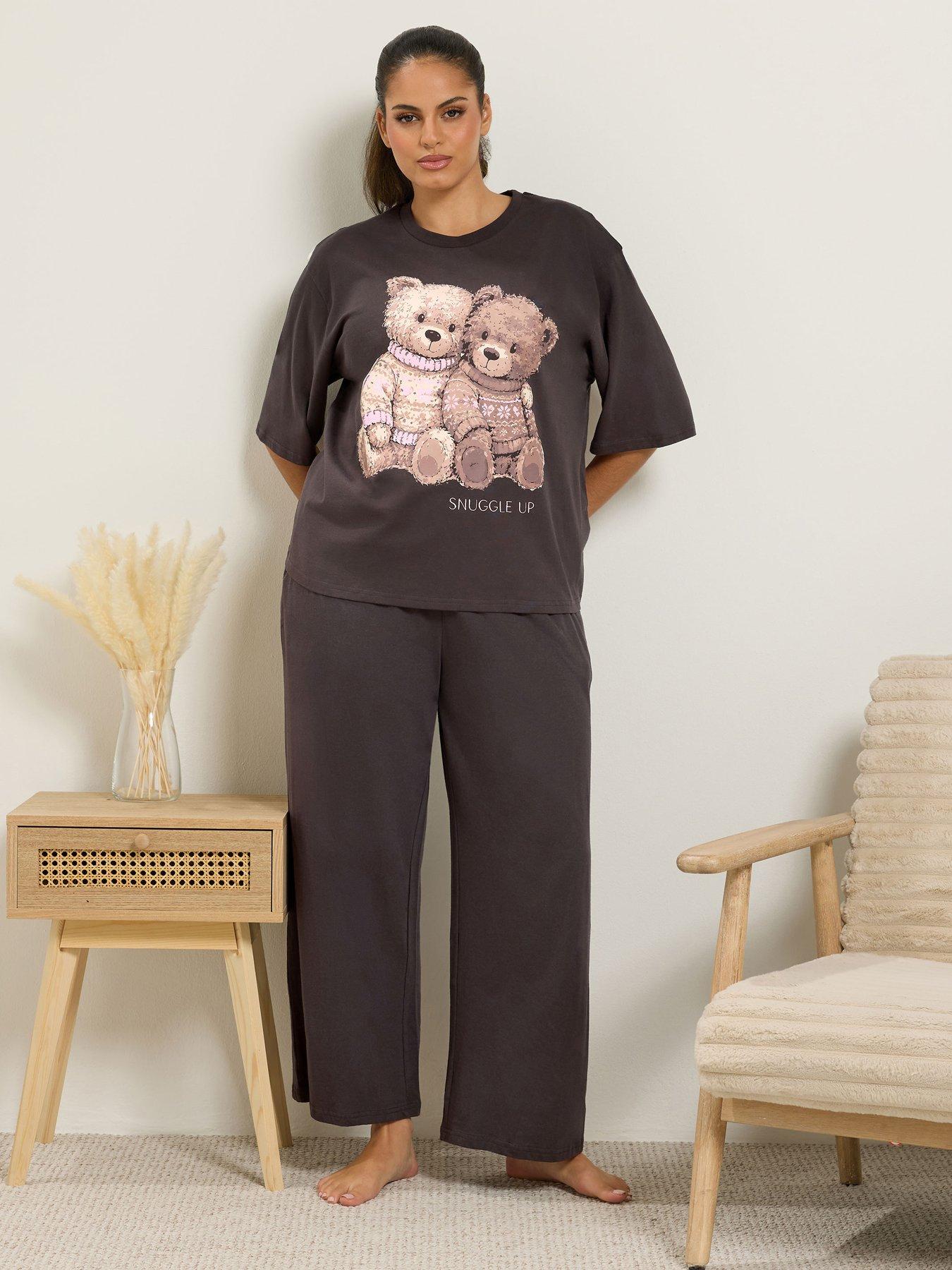Image 1 of 4 of Yours Curve Snuggle Up Teddy Pj Set