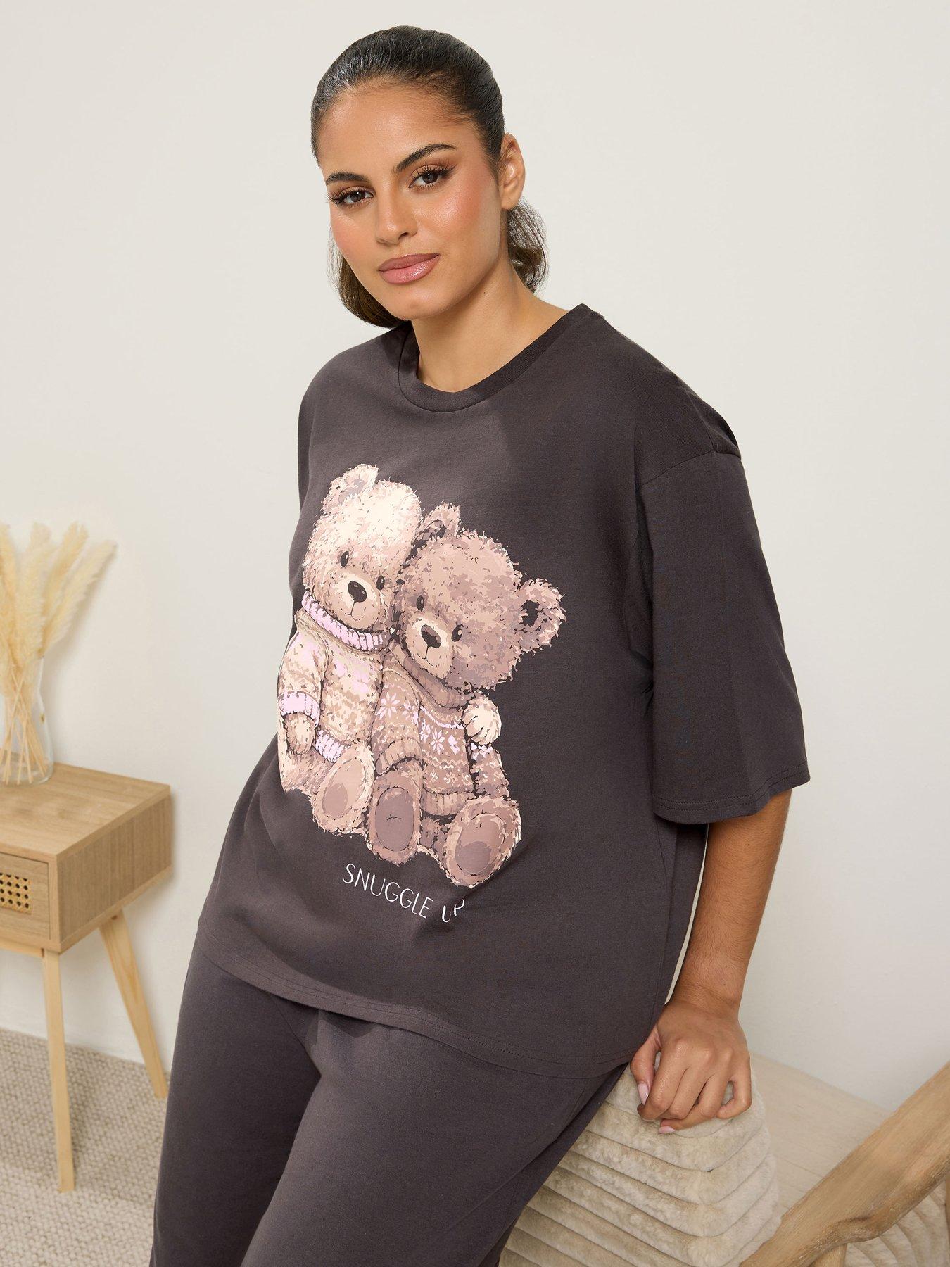 Image 3 of 4 of Yours Curve Snuggle Up Teddy Pj Set