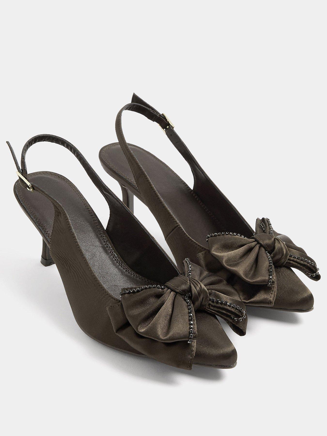 Image 2 of 4 of Yours Yours Womens Extra Wide Fit Bow Detail Kitten Heel - Brown