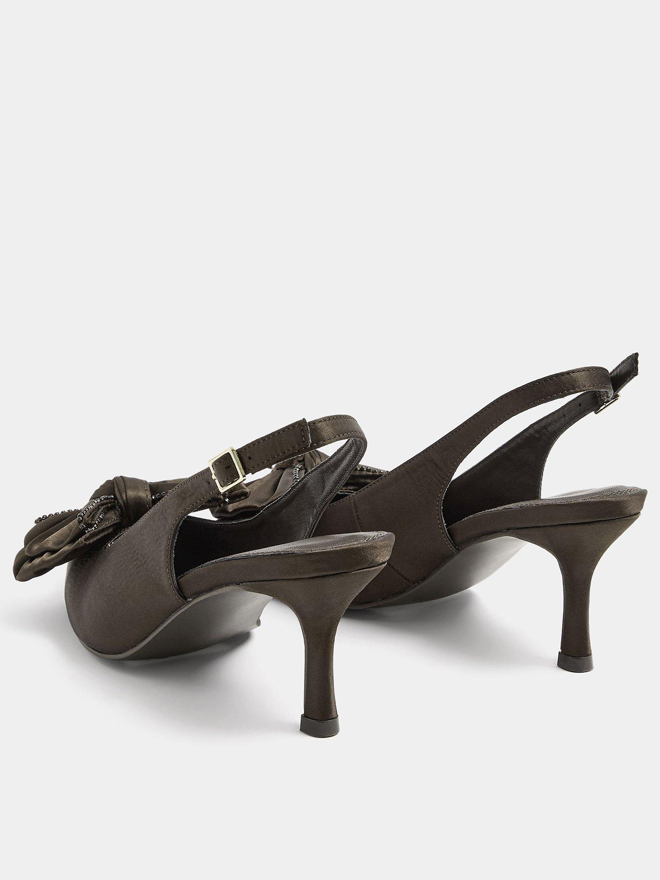 Image 3 of 4 of Yours Yours Womens Extra Wide Fit Bow Detail Kitten Heel - Brown