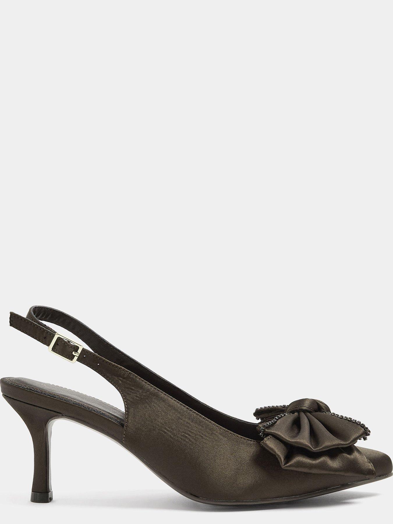 Image 4 of 4 of Yours Yours Womens Extra Wide Fit Bow Detail Kitten Heel - Brown