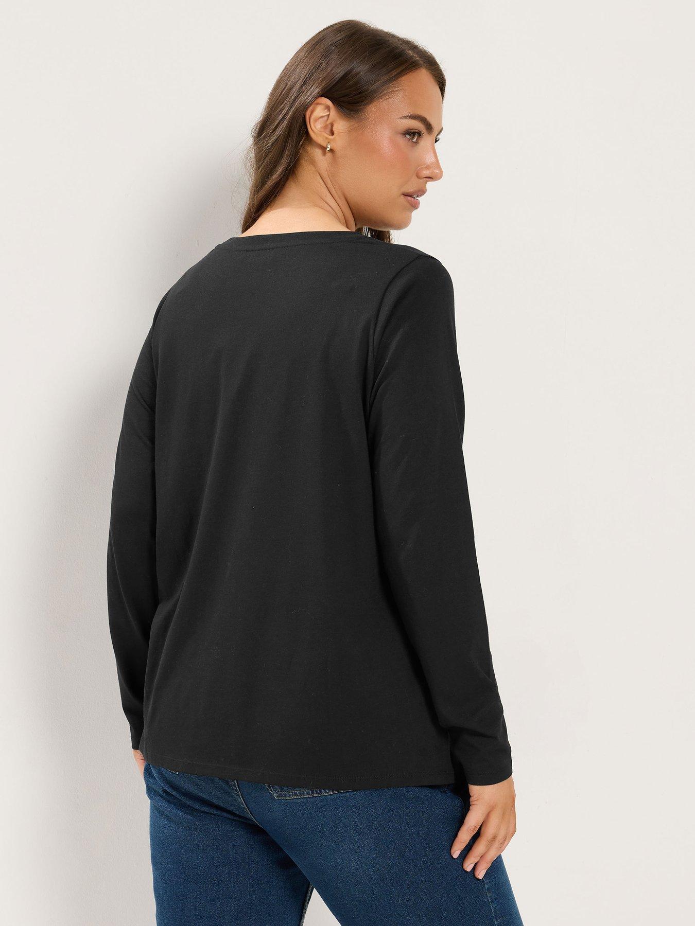 Image 2 of 4 of Yours Womens Curve Christmas Long Sleeve Novelty T-Shirt - Black