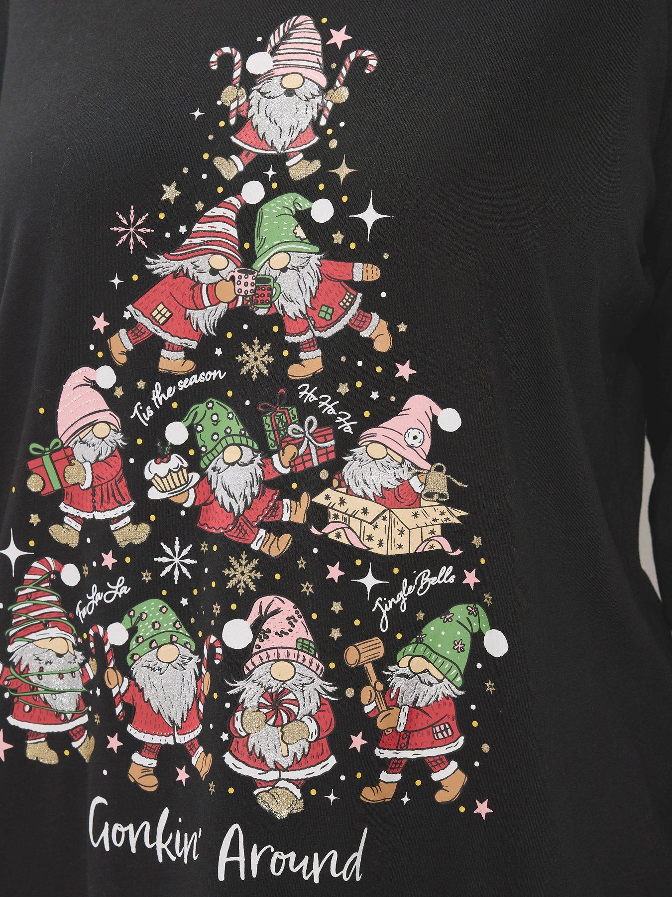 Image 4 of 4 of Yours Womens Curve Christmas Long Sleeve Novelty T-Shirt - Black