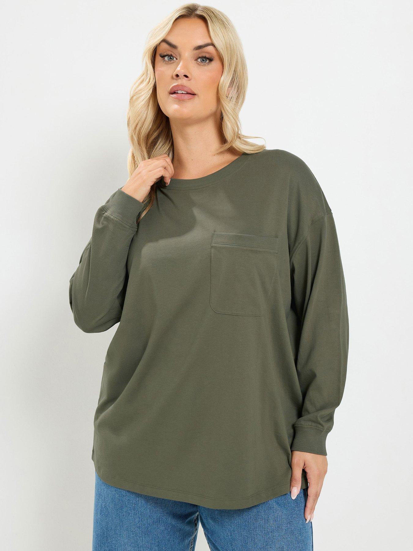 Yours Womens Plus Size Curve Soft Jersey Pocket T-Shirt - Green