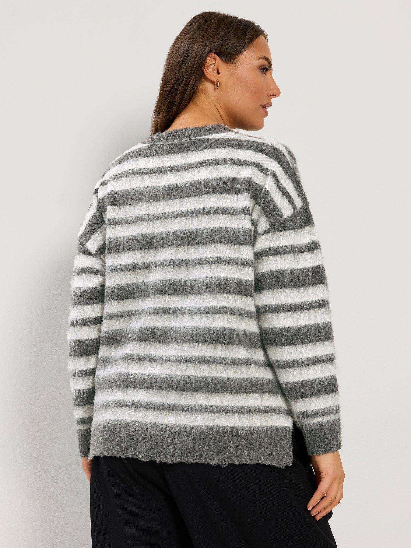 Image 2 of 4 of Yours Curve Brushed Stripe Crew Jumper