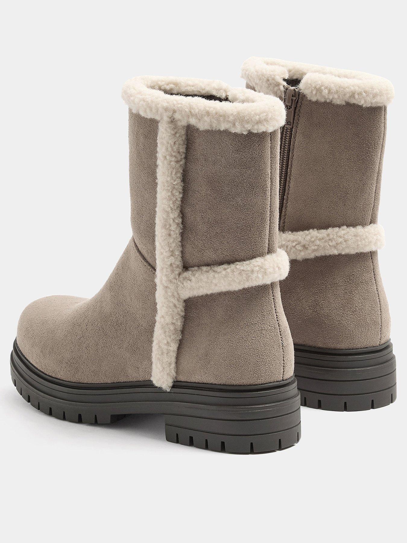 Image 3 of 4 of Yours Extra Wide Fit Faux Fur Cleated Ankle Boot