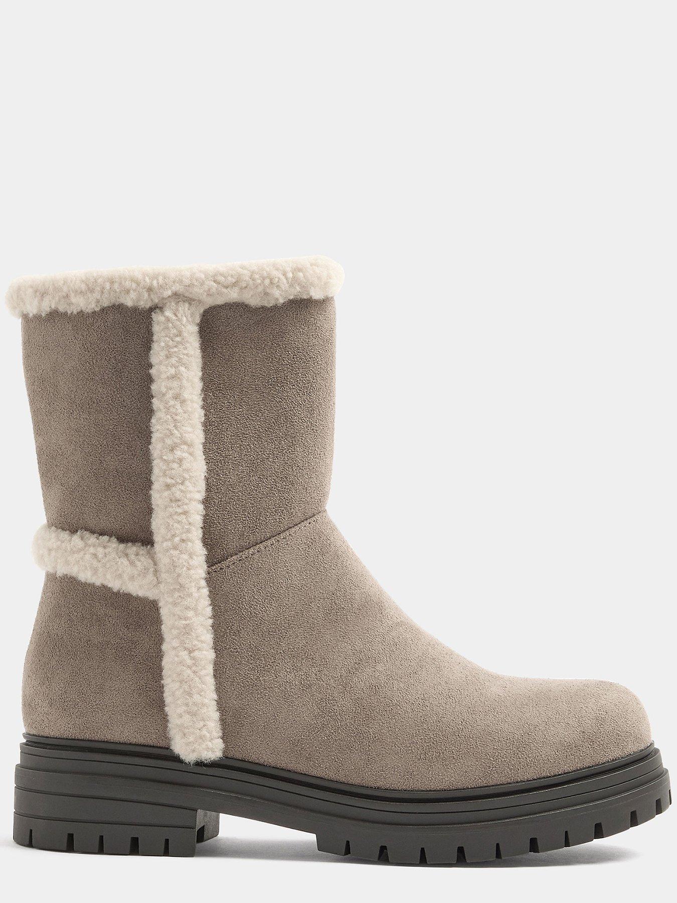 Image 4 of 4 of Yours Extra Wide Fit Faux Fur Cleated Ankle Boot