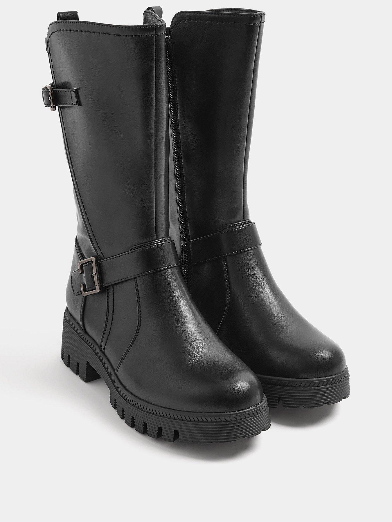 Image 2 of 4 of Yours Extra Wide Fit Buckle Mid Calf Wedge Boot