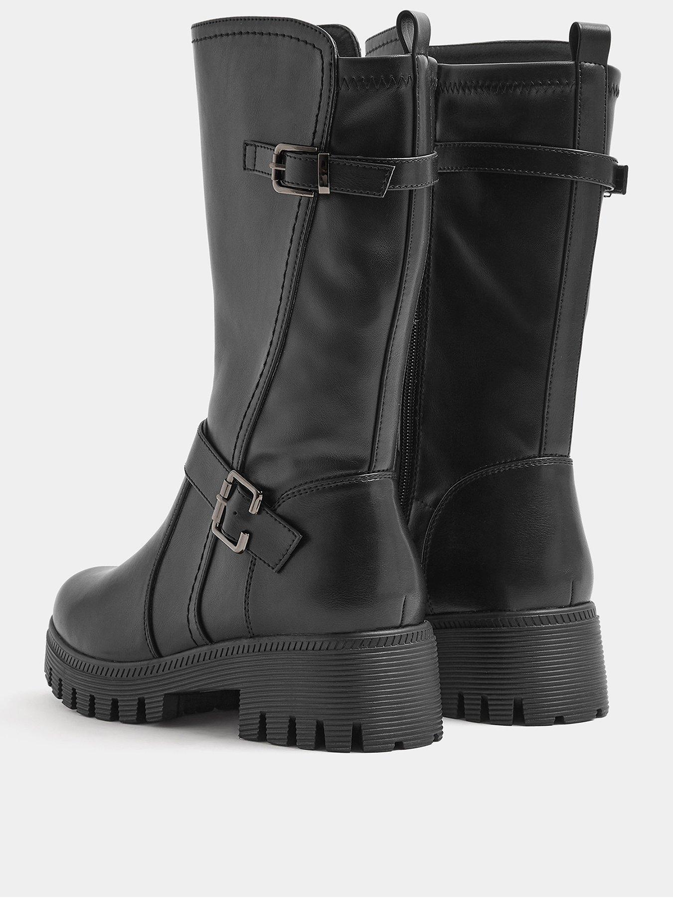 Image 3 of 4 of Yours Extra Wide Fit Buckle Mid Calf Wedge Boot