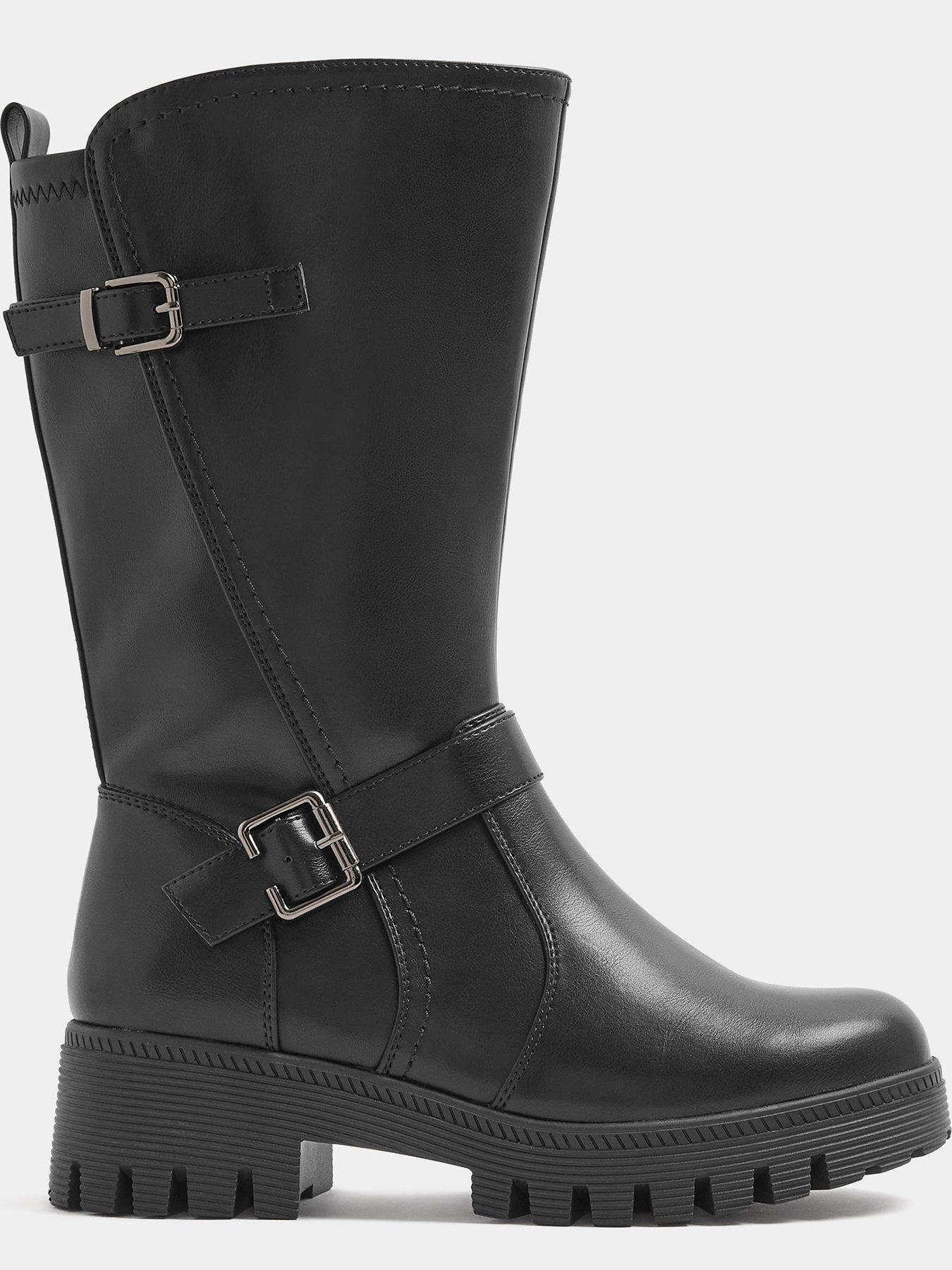 Image 4 of 4 of Yours Extra Wide Fit Buckle Mid Calf Wedge Boot