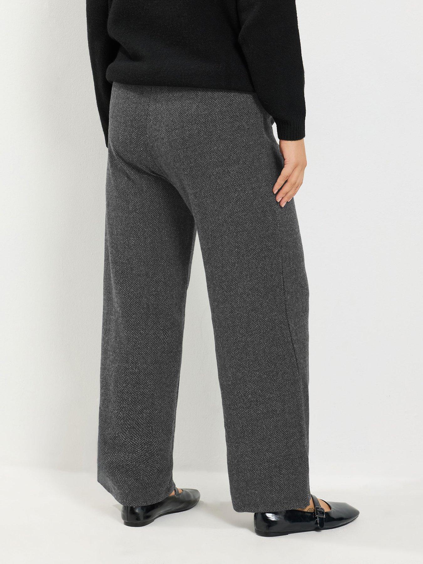 Image 2 of 4 of Yours Womens Curve Soft Touch Herringbone Trousers - Grey