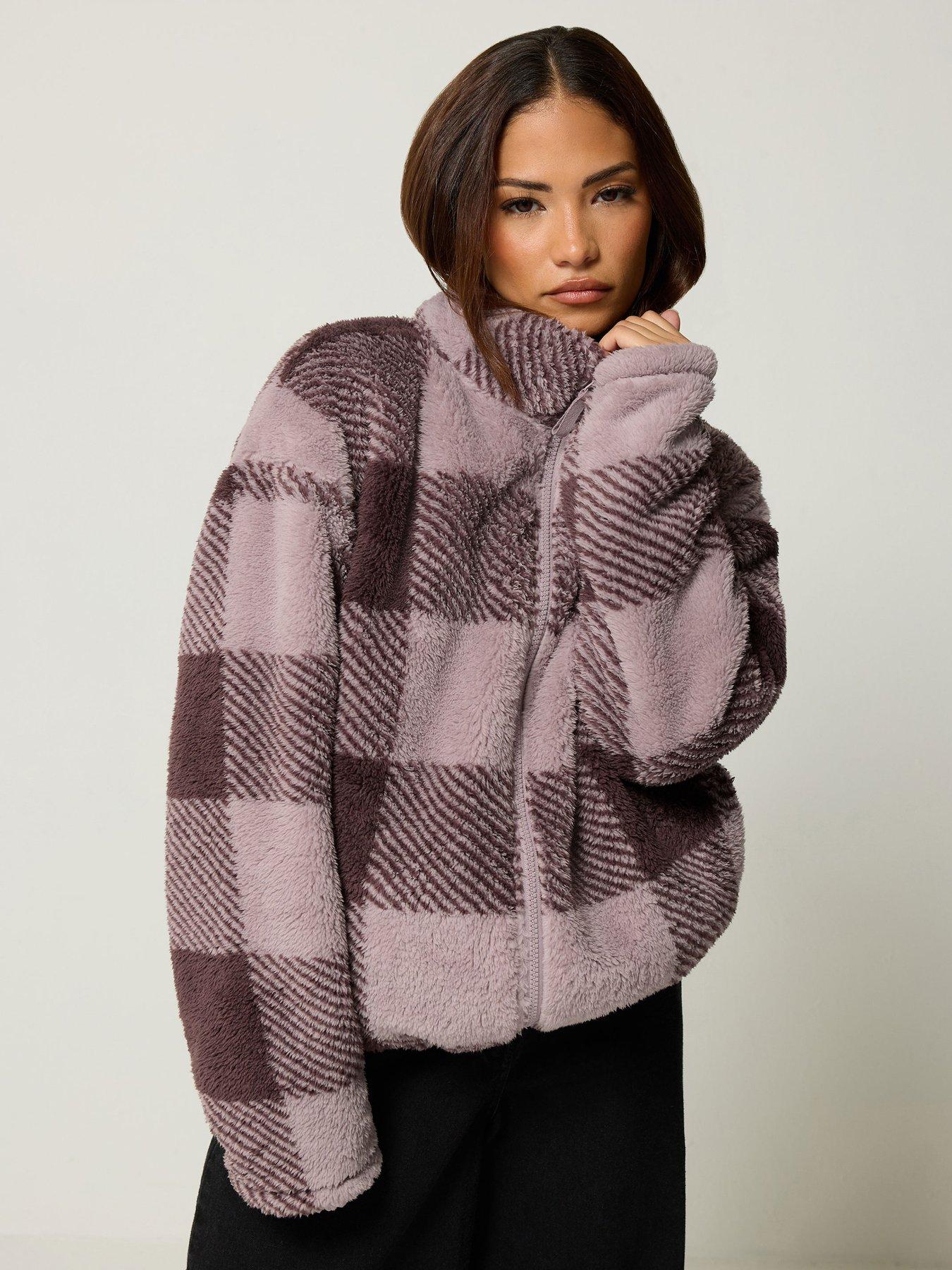Image 1 of 4 of PixieGirl Petite Check Zip Thru Fleece Jacket