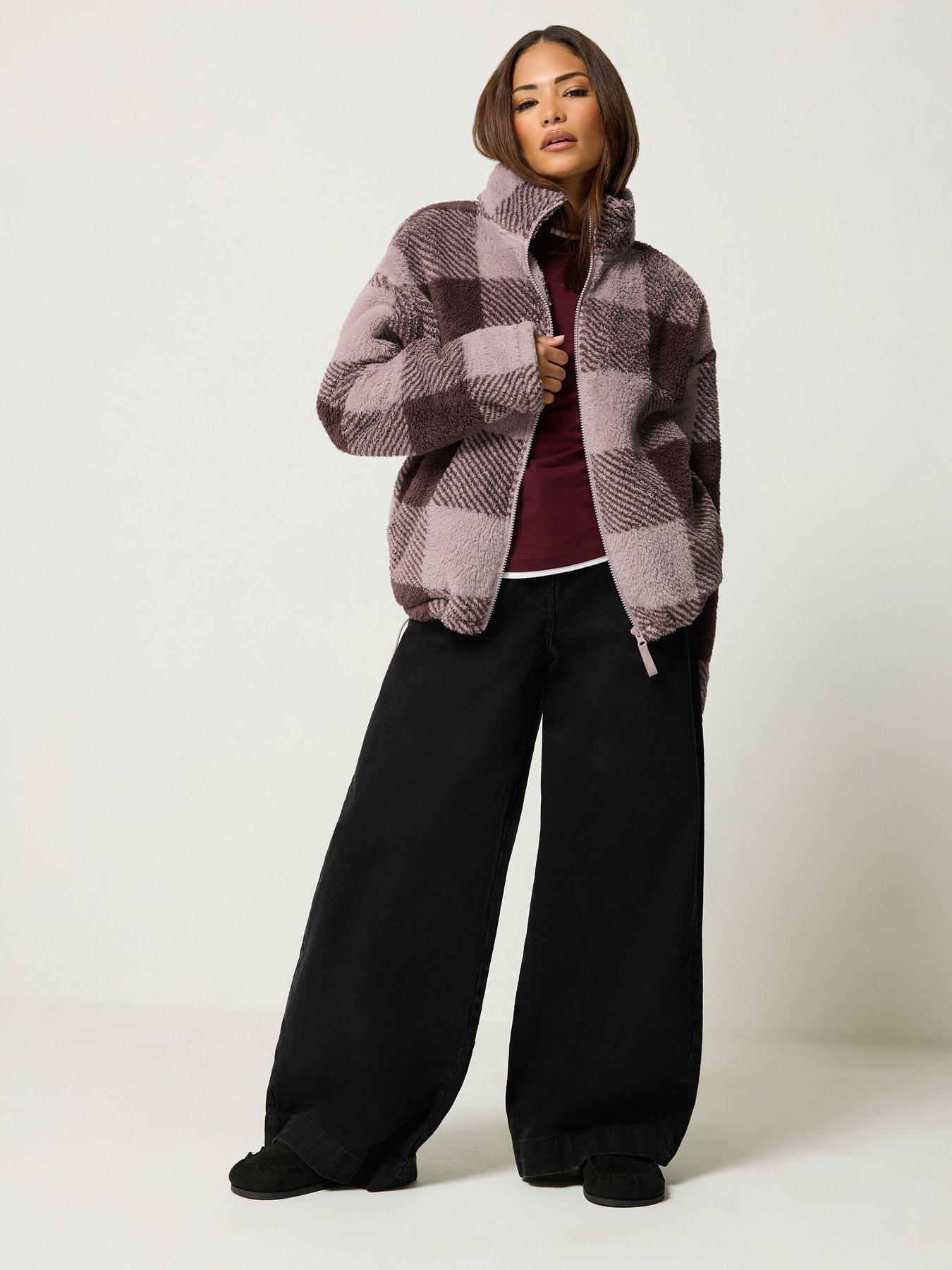 Image 3 of 4 of PixieGirl Petite Check Zip Thru Fleece Jacket