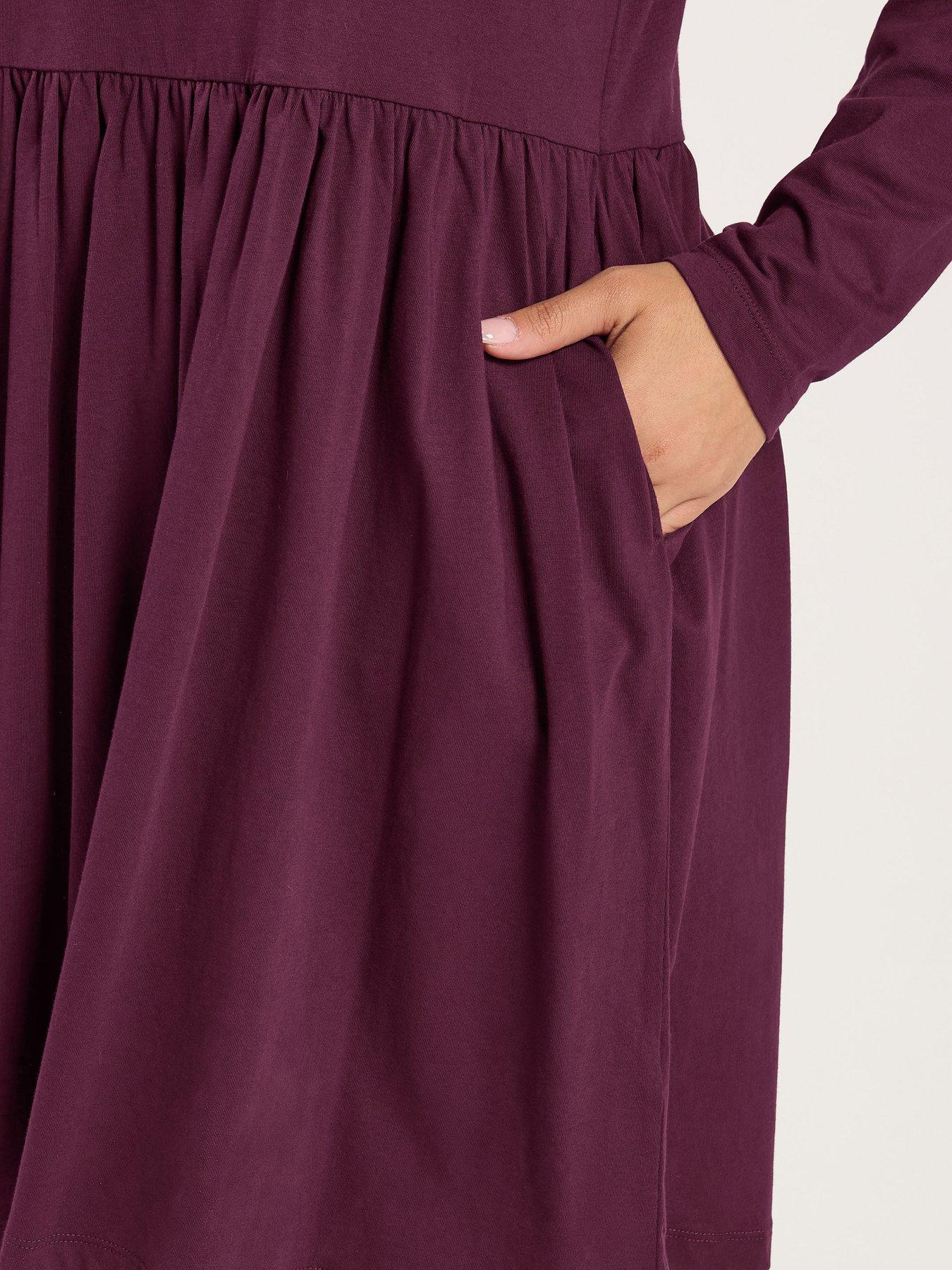 Image 4 of 4 of Yours Womens Curve Basic Peplum Side Pockets Long Sleeve Dress - Purple