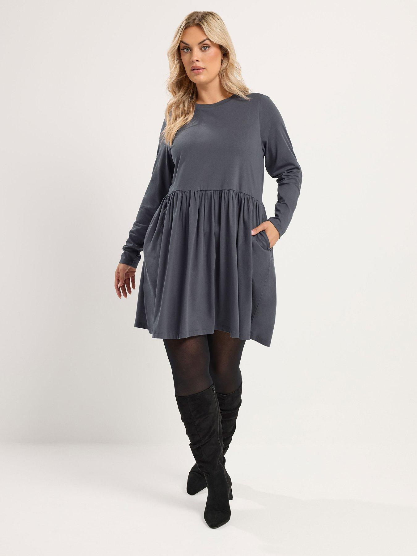 Image 1 of 4 of Yours Curve Basic Peplum Dress