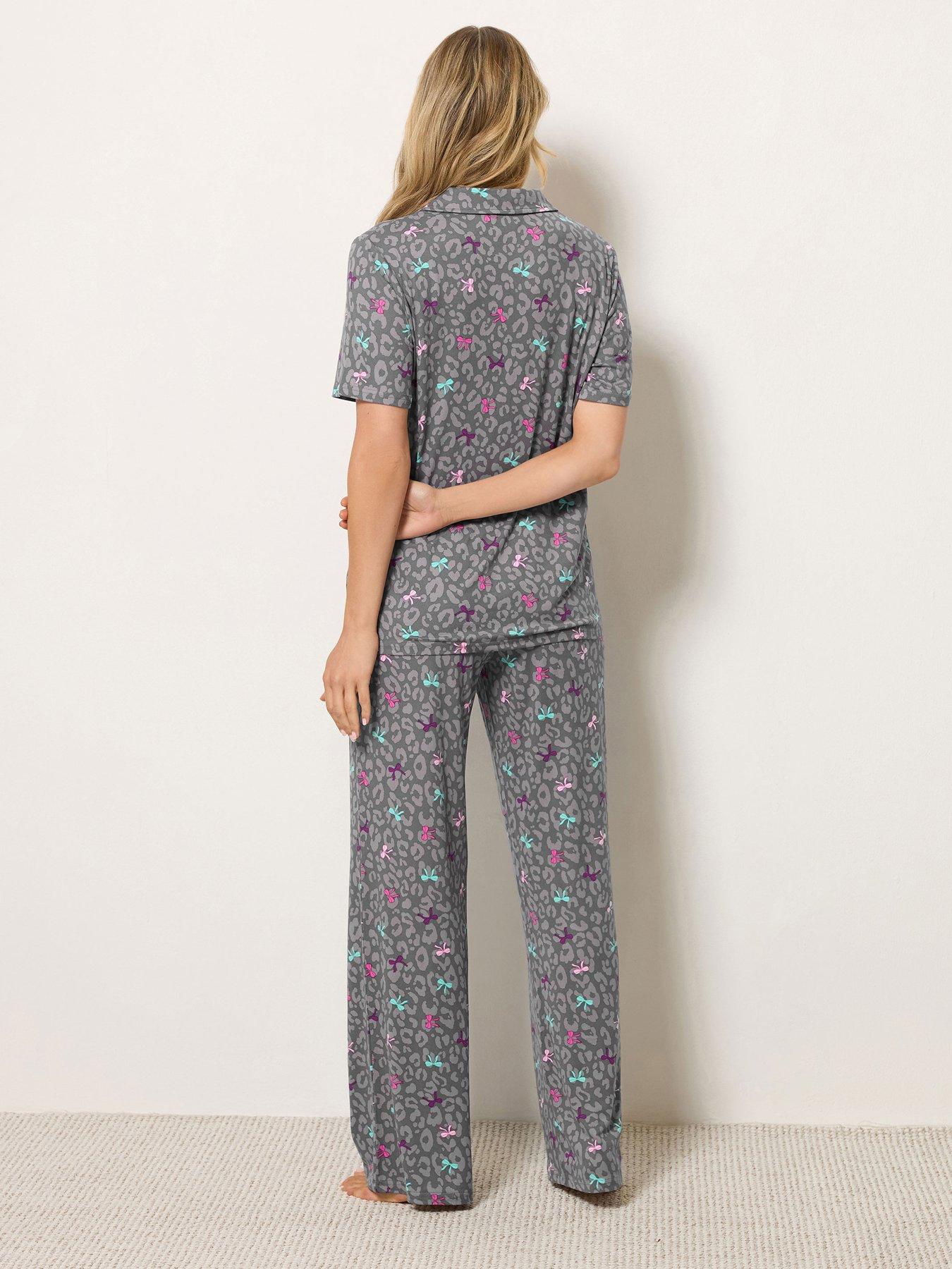 Image 2 of 4 of Long Tall Sally Womens Tall Soft Touch Button Front Pyjama Set - Grey