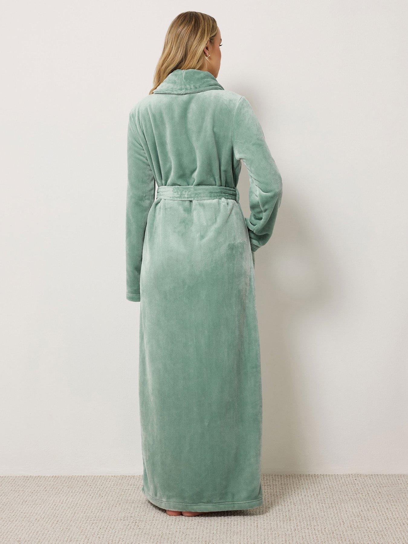 Image 2 of 4 of Long Tall Sally Long Tall Sally Womens Tall Super Luxe Shawl Maxi Dressing Gown - Green