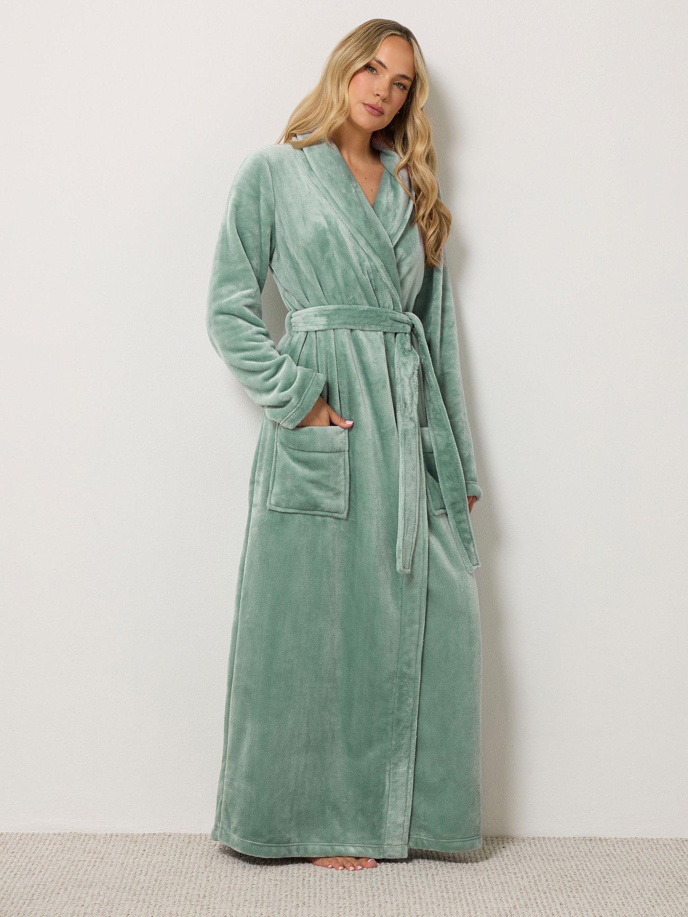 Image 3 of 4 of Long Tall Sally Long Tall Sally Womens Tall Super Luxe Shawl Maxi Dressing Gown - Green