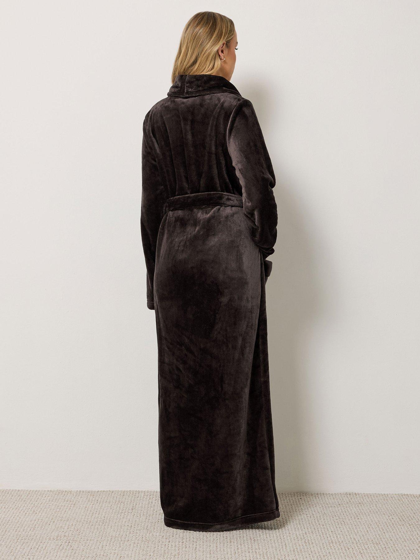 Image 2 of 4 of Long Tall Sally Long Tall Sally Womens Tall Super Luxe Shawl Collar Maxi Dressing Gown - Brown