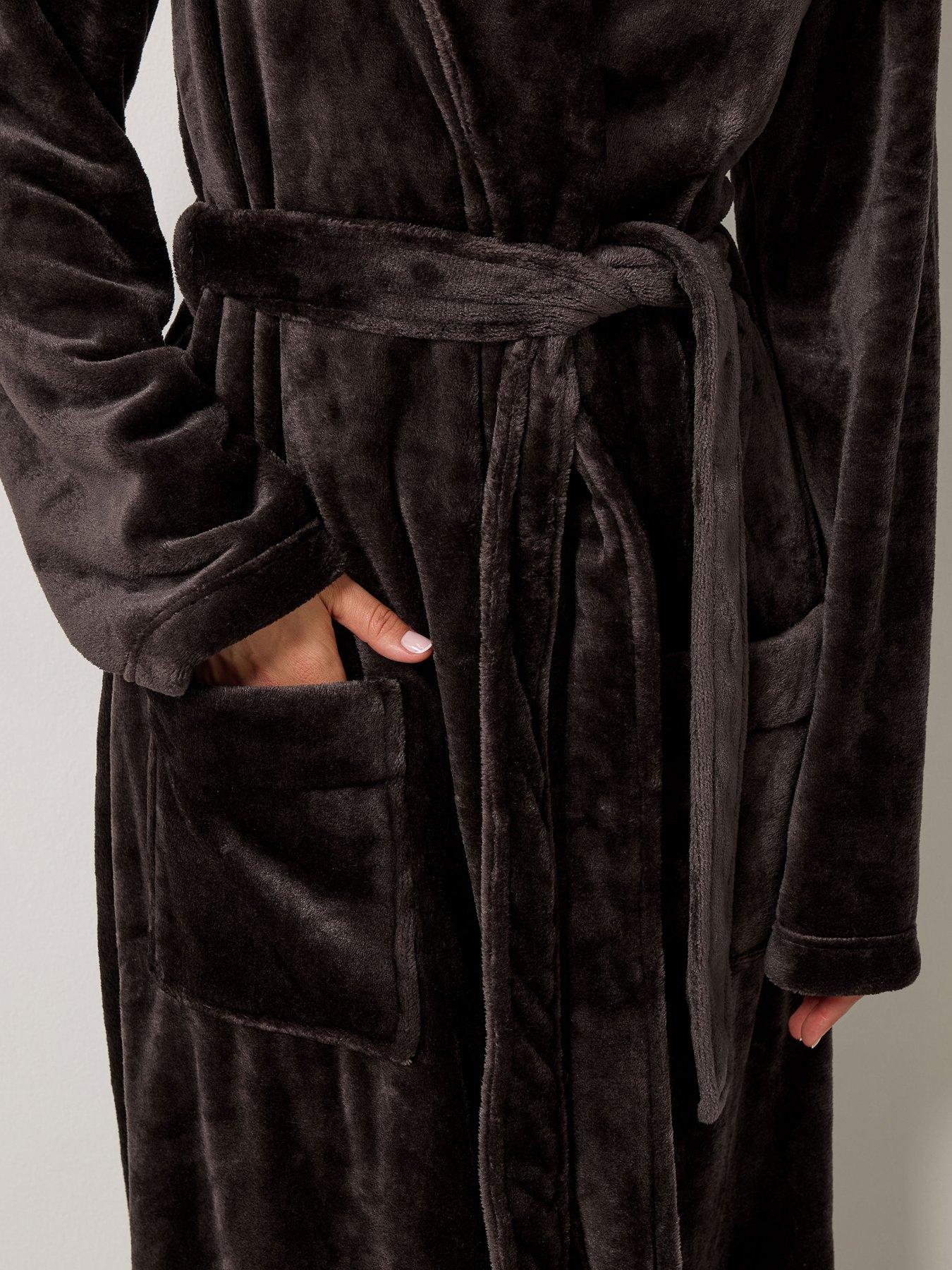 Image 4 of 4 of Long Tall Sally Long Tall Sally Womens Tall Super Luxe Shawl Collar Maxi Dressing Gown - Brown
