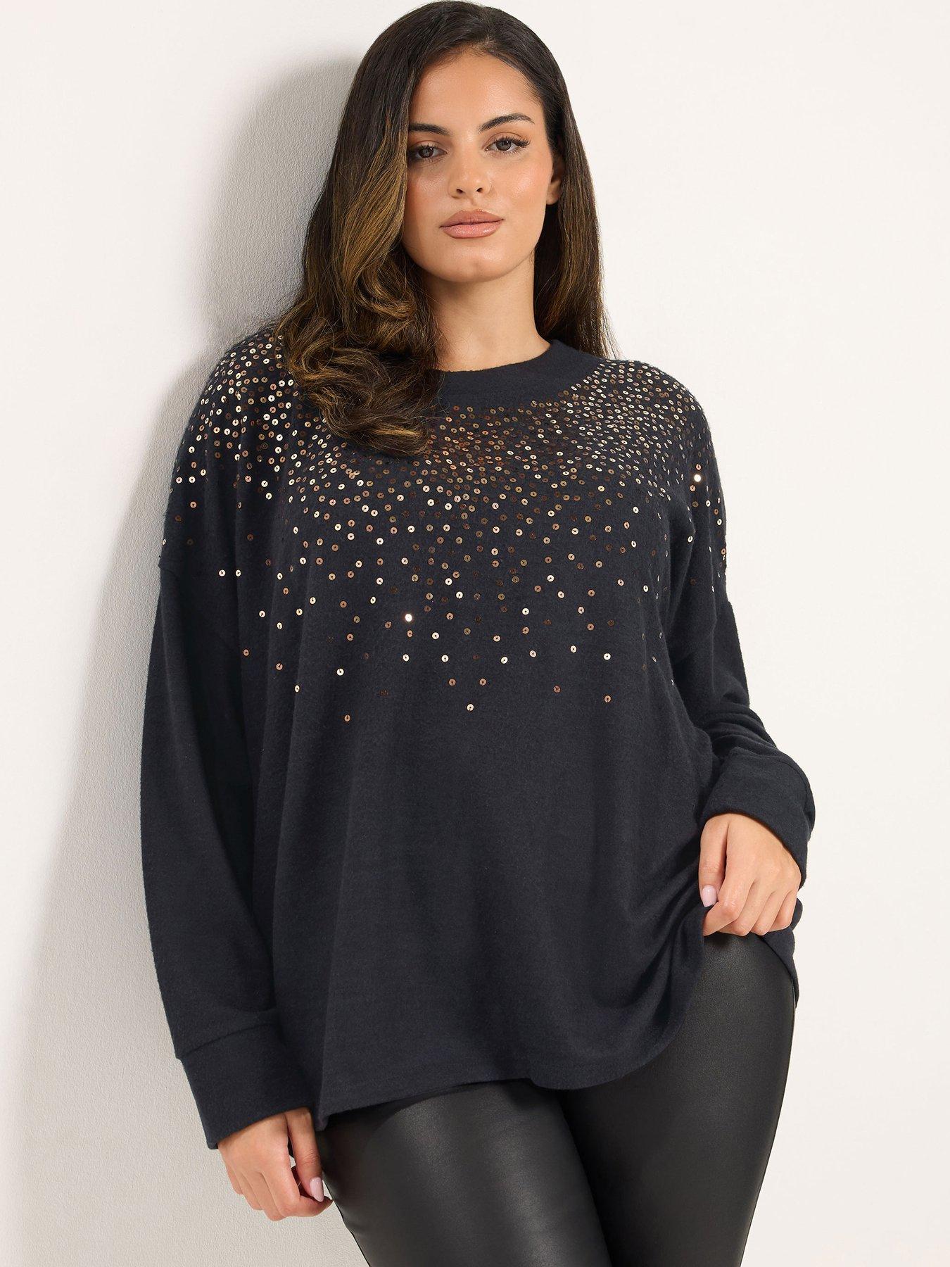 Image 1 of 4 of Yours Curve Scattered Sequin Jumper