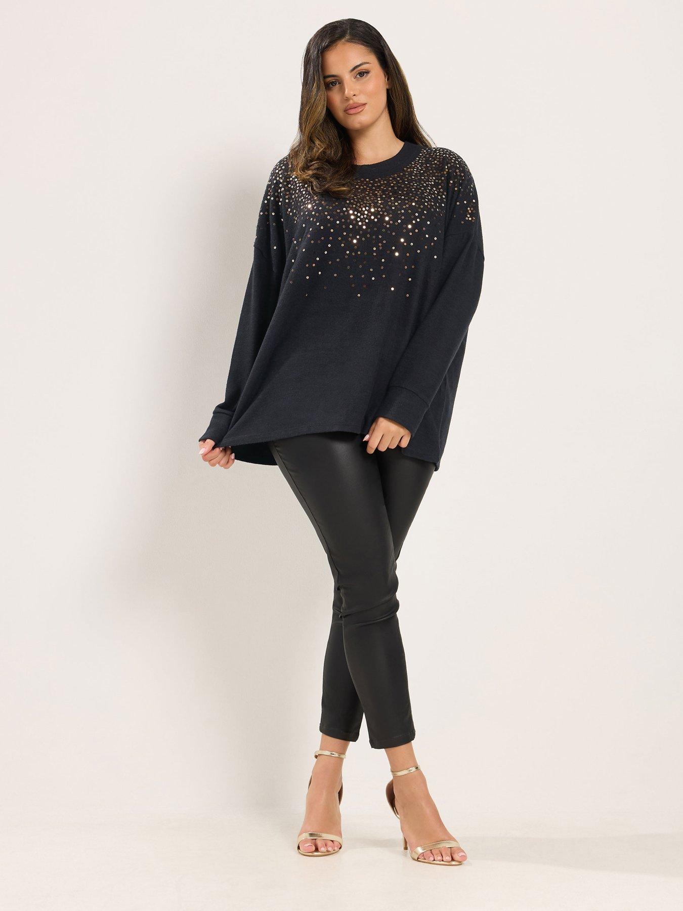 Image 3 of 4 of Yours Curve Scattered Sequin Jumper