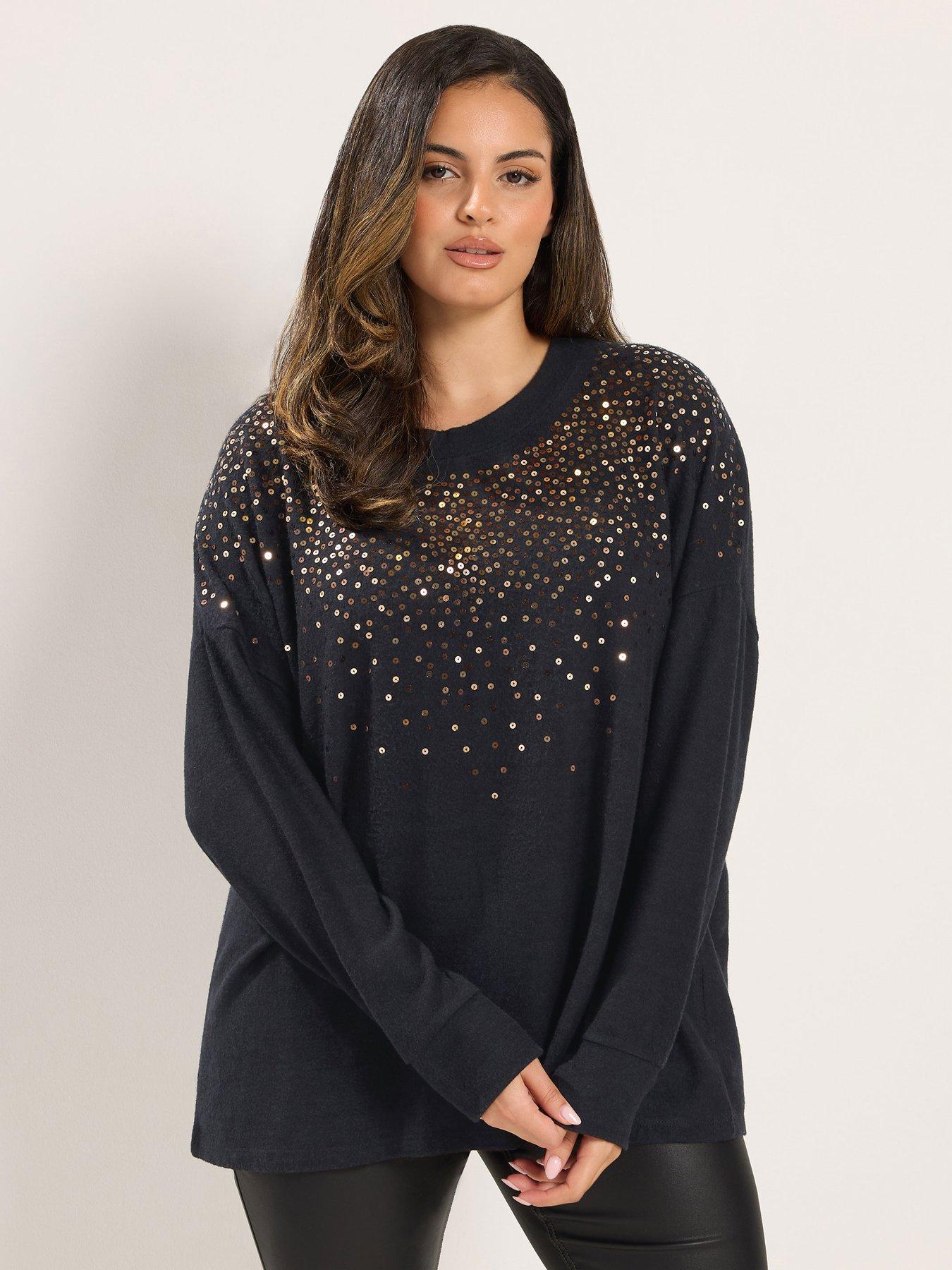 Image 4 of 4 of Yours Curve Scattered Sequin Jumper
