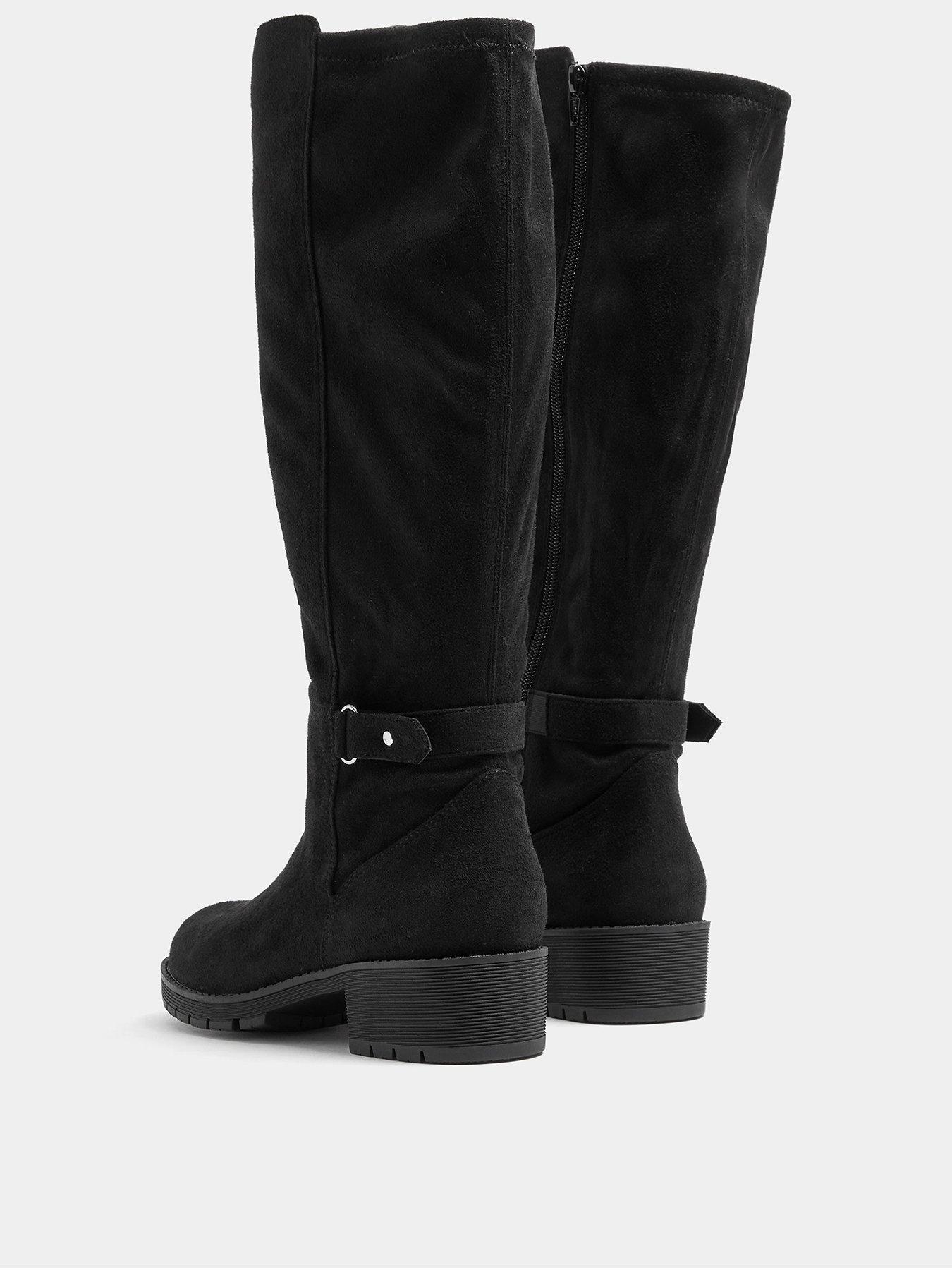 Image 3 of 4 of Yours Womens Wide Fit Stretch Back Buckle Boots - Black