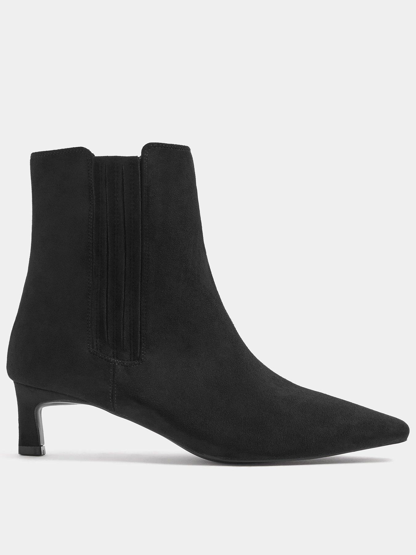 Image 1 of 4 of Long Tall Sally Tall Square Toe Kitten Heel Chelsea Boots - Black