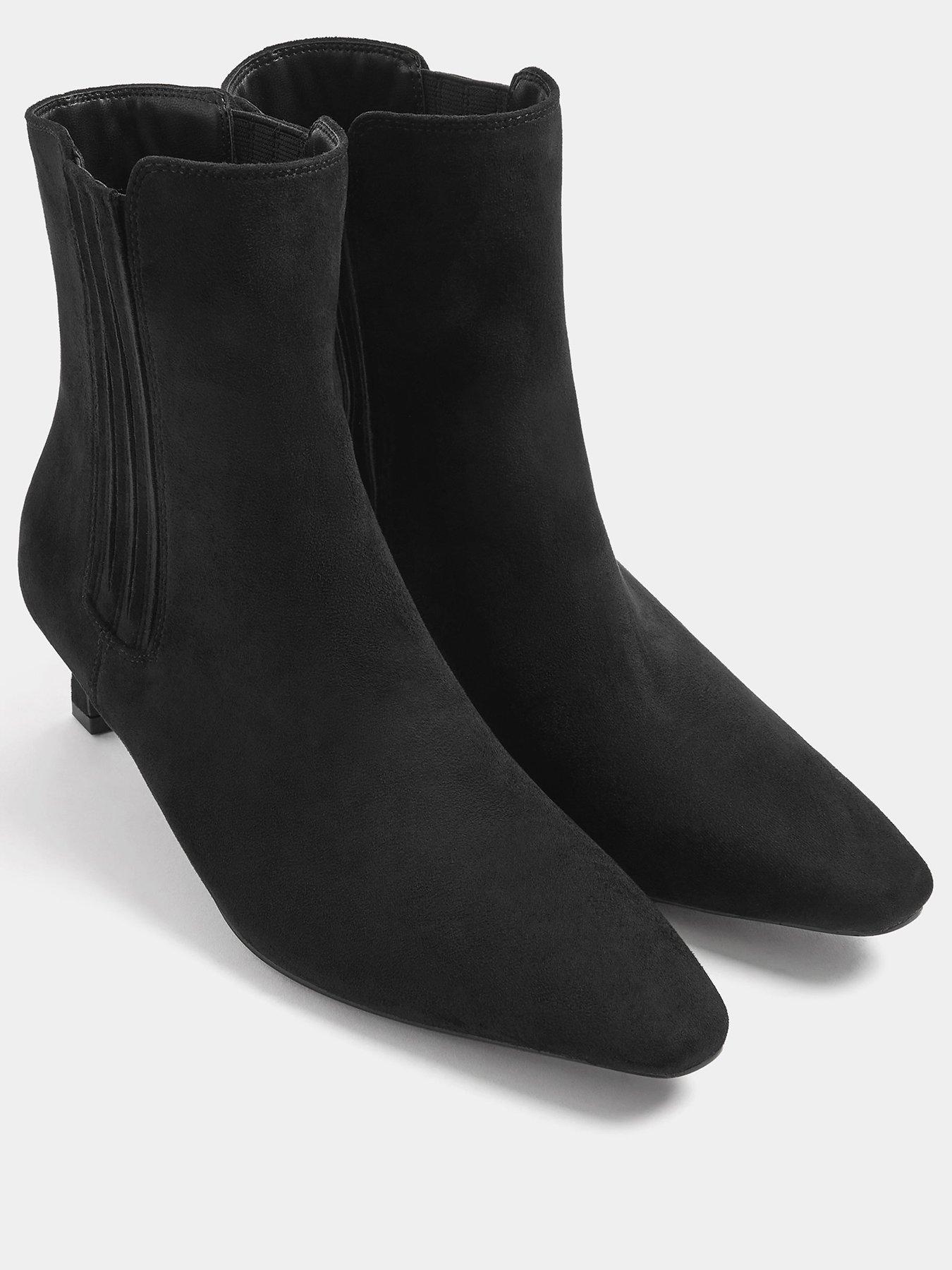 Image 2 of 4 of Long Tall Sally Tall Square Toe Kitten Heel Chelsea Boots - Black