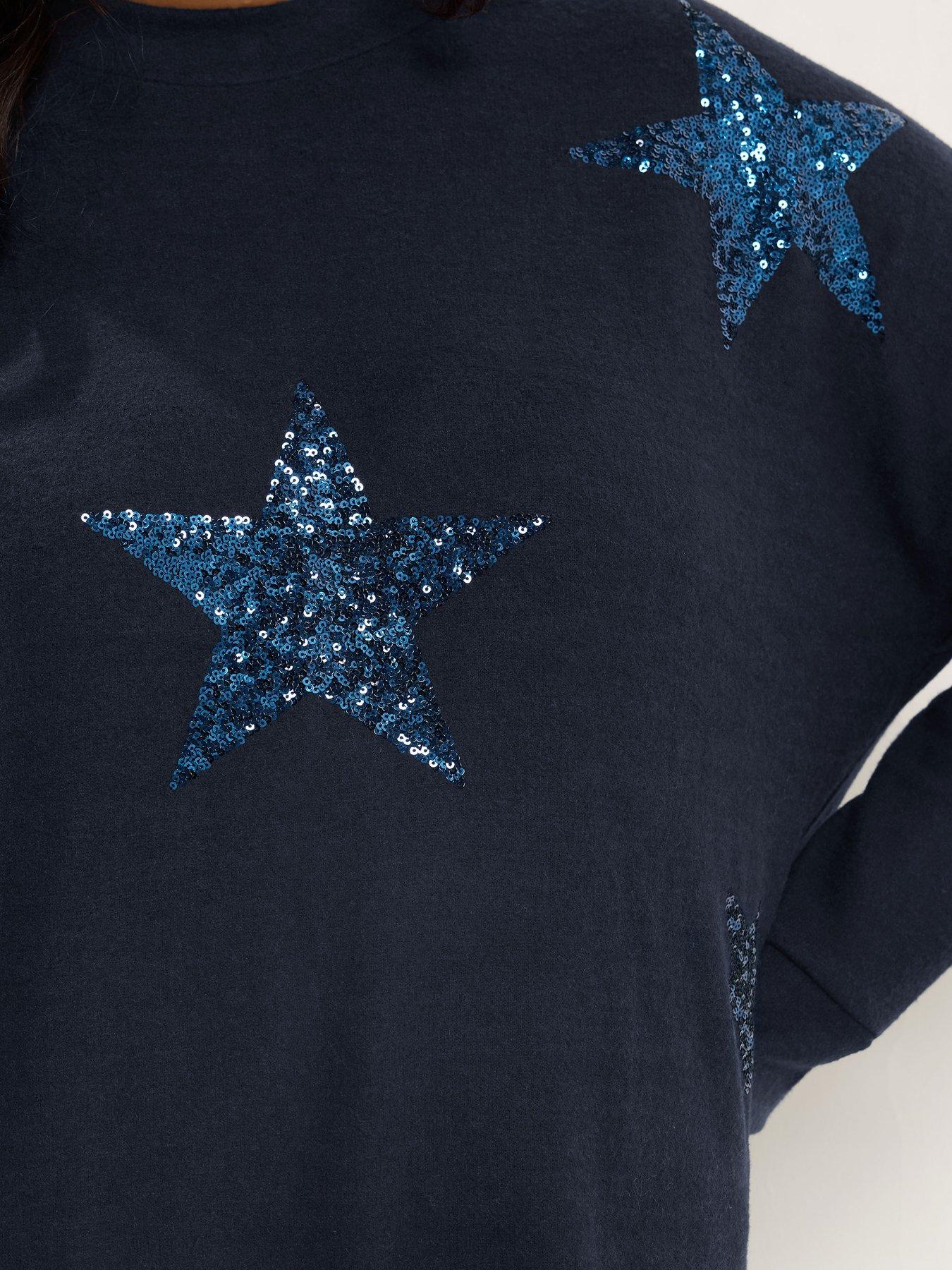 Image 4 of 4 of Yours Curve Sequin Star Soft Touch Jumper